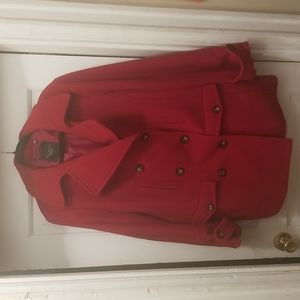 Talbots red pea coat